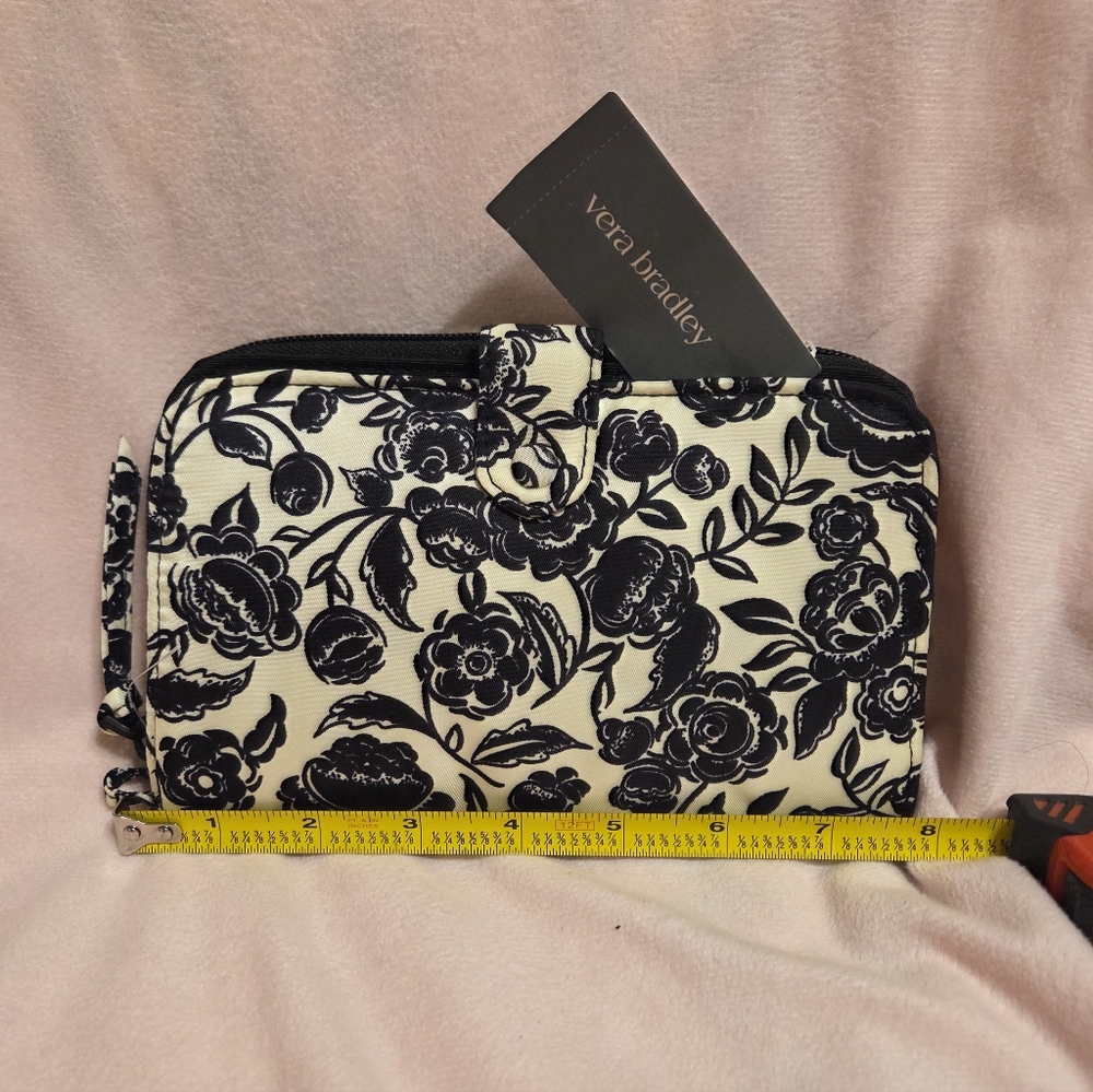 Vera Bradley Black and White Floral Women's Tab Wallet Bubbley Flowers